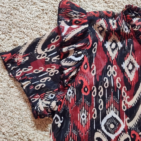 NWT Ulla Popken Mixed Paisley Print Ruffle Sleeve Blouse Size 14 - Picture 6 of 13